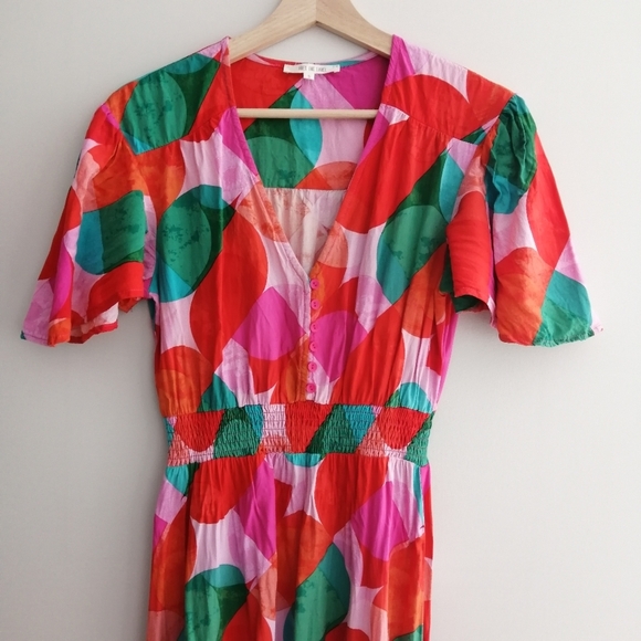 Anthropolgie Abel The Label Asymmetrical Geometic Colourful Midi Dress Small - Picture 6 of 17